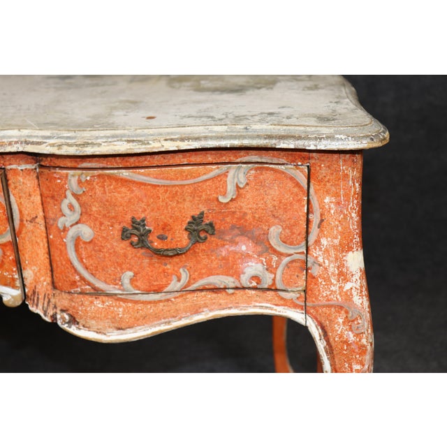 Italian Venetian Style Heavily Distressed Paint Decorated Writing Desk For Sale - Image 9 of 16