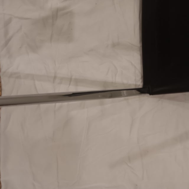 Vintage Minimalist Black Side Leather Chair With Chrome Legs For Sale - Image 16 of 16