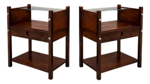Pair of Sergio Rodrigues “Yara” Jacarandá Side Tables with Glass Shelf, Brazil, 1960s - Lot 895