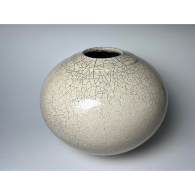 Late 20th Century Vintage Globular Form Raku Studio Art Pottery Vase For Sale - Image 5 of 9