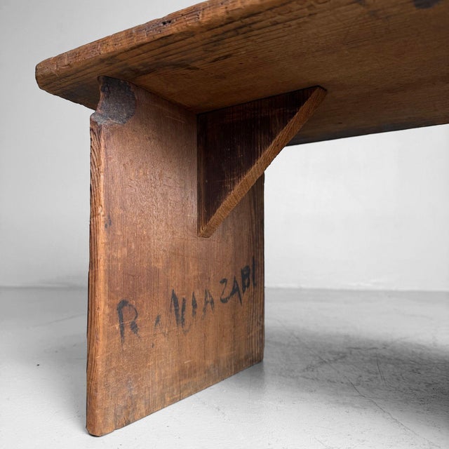 Small Japanese mingei writing table from the 1920s, with a simple, functional form and beautifully weathered wood. The...