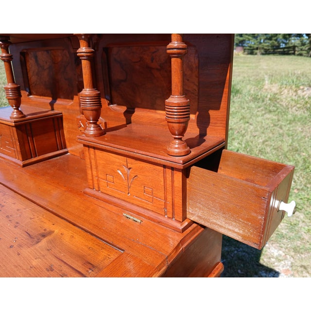 Antique Victorian Walnut Eastlake Ladies Desk 1870s For Sale - Image 14 of 18