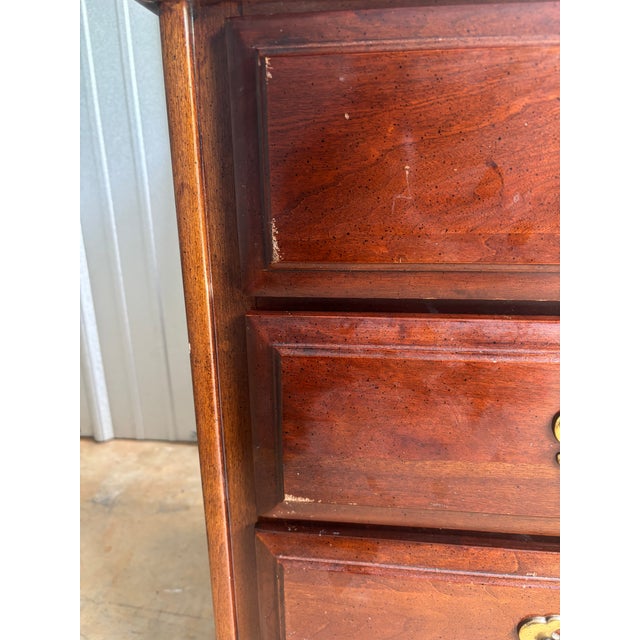 Brown 1970s Pair of Lexington 3-Drawer Cherrywood Oversized Nightstands For Sale - Image 8 of 9