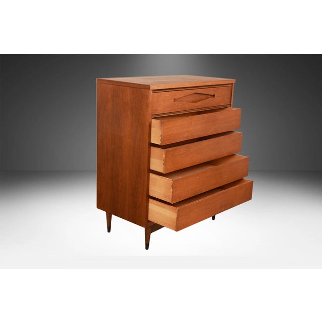 Bassett Furniture 1960s Mid Century Modern Highboy Dresser Bassett For Sale - Image 4 of 10