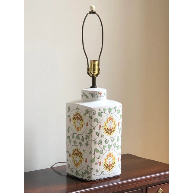 Vintage Lotus Flower Ceramic Table Lamp For Sale - Image 12 of 13