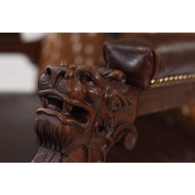 American 19th Century Gentleman's Library Chair Restored in Axis Deer Hide and Chesterfield Leather For Sale - Image 3 of 17