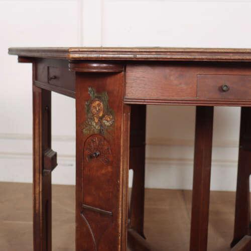 Arts and Crafts Walnut Cards Table, 1890s For Sale - Image 3 of 12