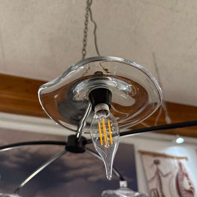 Contemporary Restoration Hardware Lily Smoke Glass Chandelier For Sale - Image 3 of 12