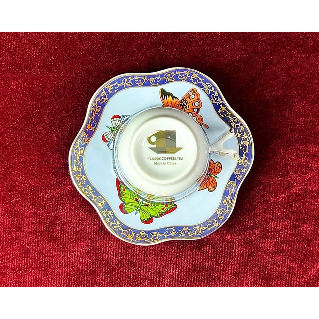 Early 21st Century Classic Coffee & Tea Butterfly Demitasse Service for 12 & Nobility Plate Spoons - 33 Pieces Cups Never Used For Sale - Image 5 of 11