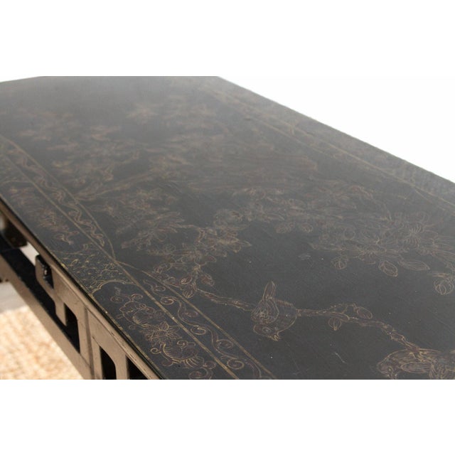 Vintage Black Lacquer Altar Table W/Gold Details For Sale In Los Angeles - Image 6 of 13