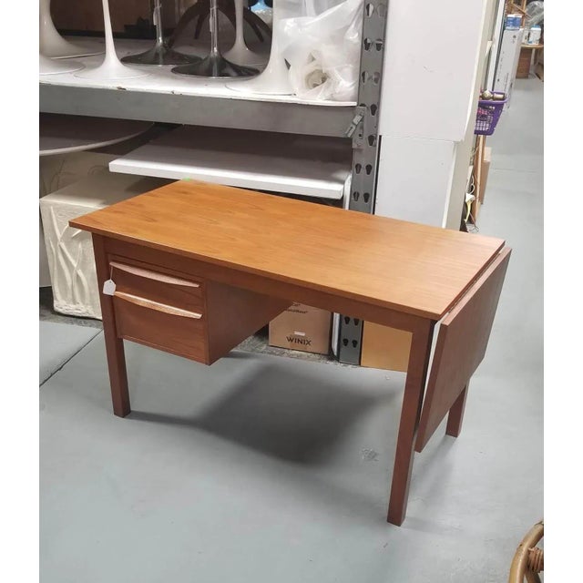 1950s Restored Danish Mid Century Modern Teak Wood Desk With Adjustable Base and Drop Leaf For Sale In Los Angeles - Image 6 of 11