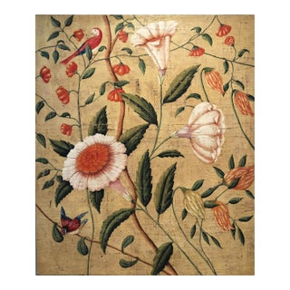 Large Jacques Lamy Fresco Technique Painting of Birds and Flowers For Sale
