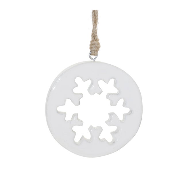 2020s White Wood Snowflake Cut-Out Ornament (Set of 12) For Sale - Image 5 of 7