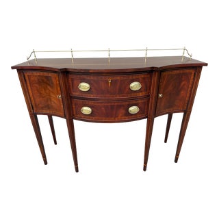 1990s Henkel Harris Federal Style Inlaid Mahogany Sideboard With Gallery For Sale
