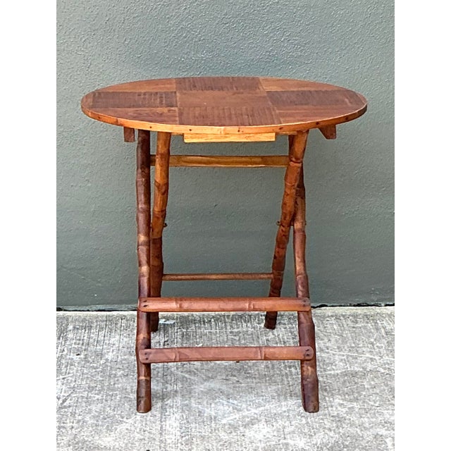 Late 20th Century Vintage Split Bamboo Folding Table For Sale - Image 5 of 12