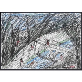 Nazareno Gattamenata, Tiber, Oil Pastels on Paper, 1975 For Sale