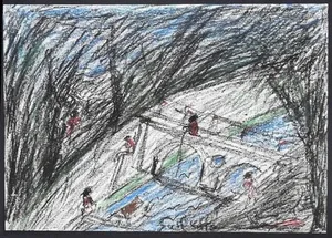 Nazareno Gattamenata, Tiber, Oil Pastels on Paper, 1975