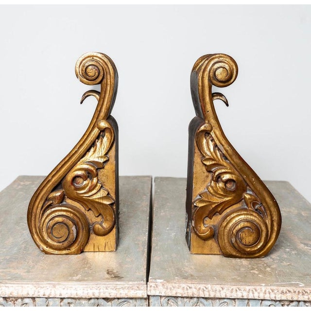 Wood Pair of 19th Century European Giltwood Acanthus Corbels For Sale - Image 7 of 15