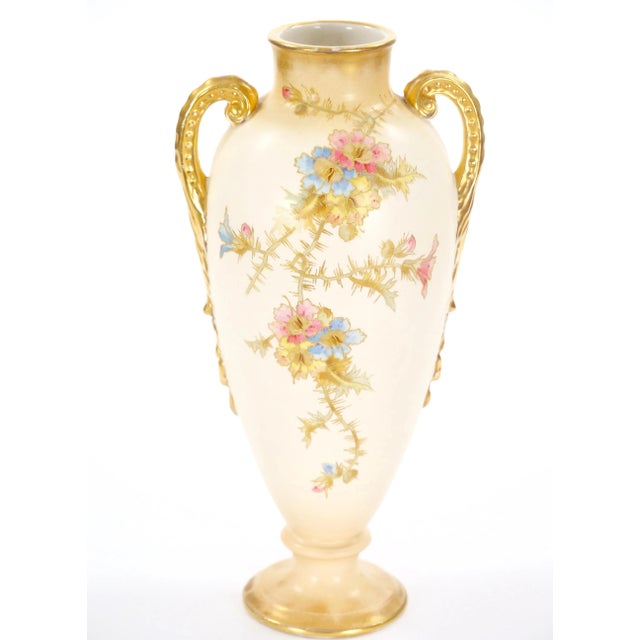 Ceramic Antique German Porcelain Hand Painted / Gilt Decorative Vase For Sale - Image 7 of 12