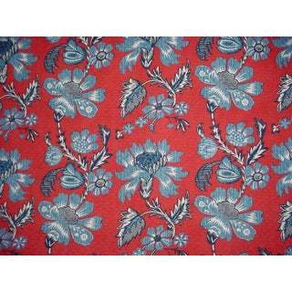 F Schumacher #171470 Ninon Floral - Country French Floral Matelasse Printed Cotton Upholstery Drapery Fabric - 4-3/8 Yards For Sale