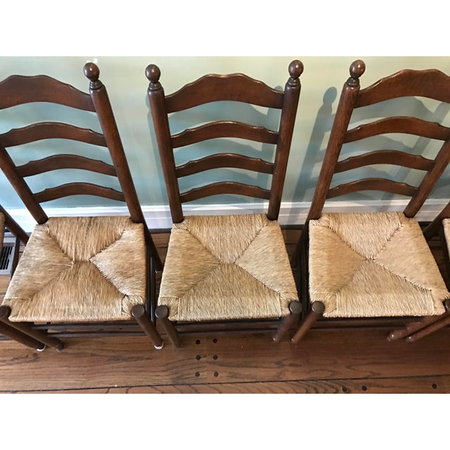 Antique Ladder Back Rush Dining Chairs Set for 6 Chairish