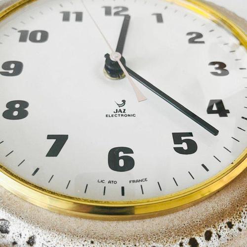Glass Vintage Electronic Ceramic Doucic Jars Wall Clock from Jaz, 1970s For Sale - Image 7 of 10