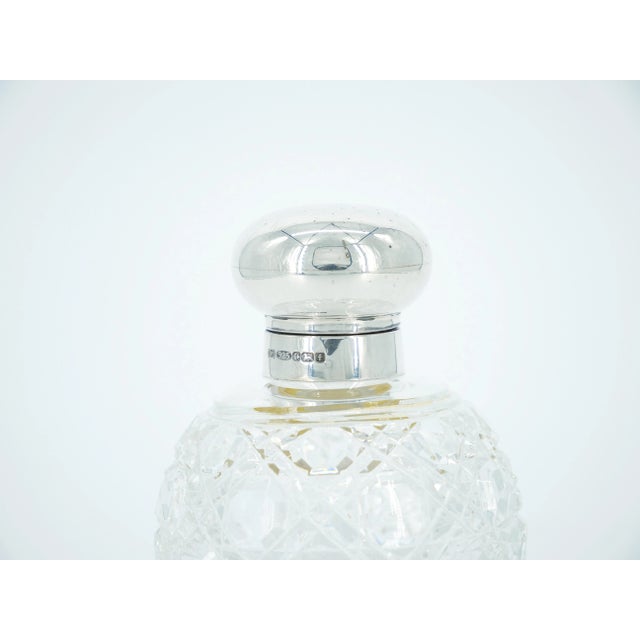 Metal 19th Century English Sterling Silver Cover Top/ Cut Glass Perfume Bottle For Sale - Image 7 of 10