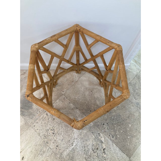 Ficks Reed Natural Rattan Chippendale Pedestal Dining Table Base For Sale - Image 4 of 12