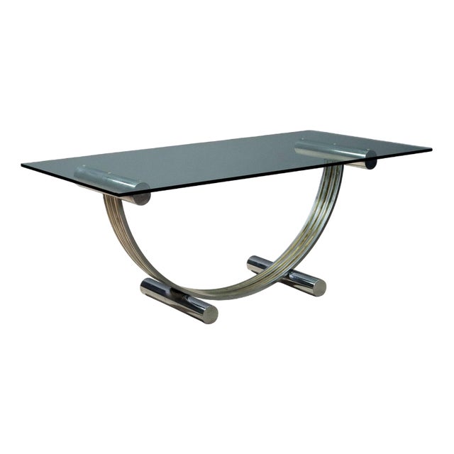 Vintage Table in Metal and Crystal by Renato Zevi, 1970s For Sale