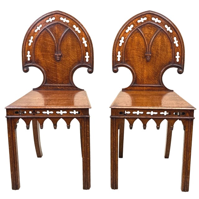 Oak Hall Chairs, 1860, Set of 2 For Sale - Image 13 of 14