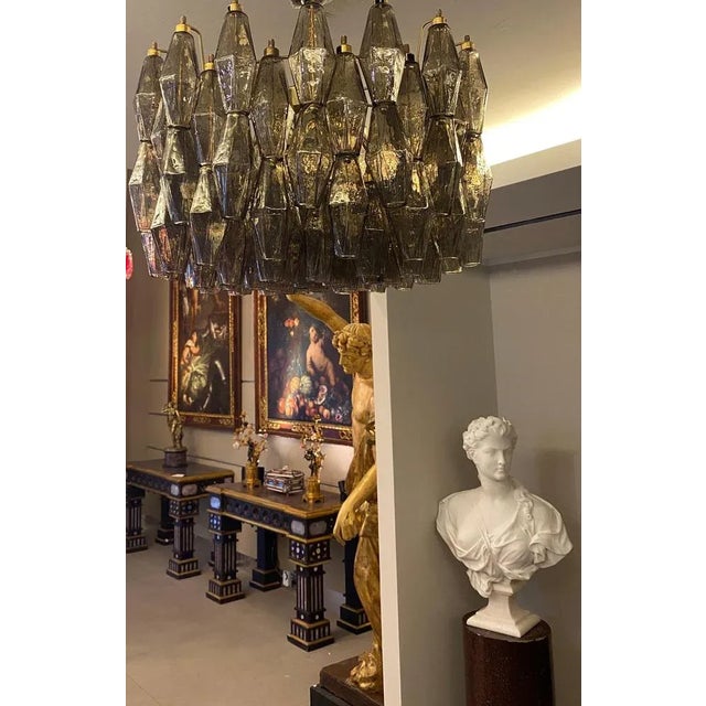 Modern Grey Smoke Poliedri Murano Glass Chandelier, 1990 For Sale - Image 11 of 12