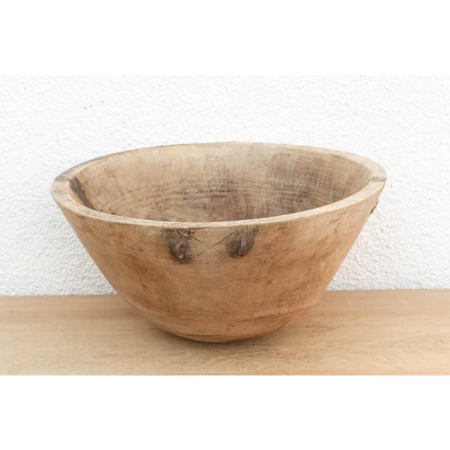 African Bleached Raw Wood African Dough Bowl For Sale - Image 3 of 8