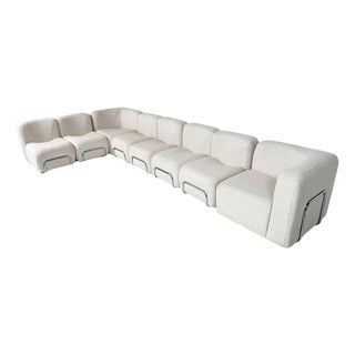 Mid-Century Modern Modular Sofa in Fabric and Chrome, 1970s. Set of 8 For Sale