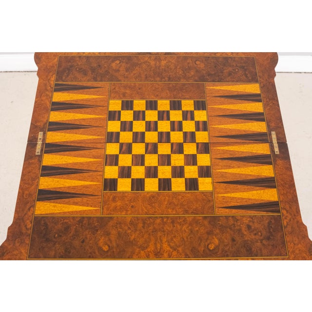 Chippendale Style Burl Walnut Flip Top Inlaid Game Table For Sale In Philadelphia - Image 6 of 15