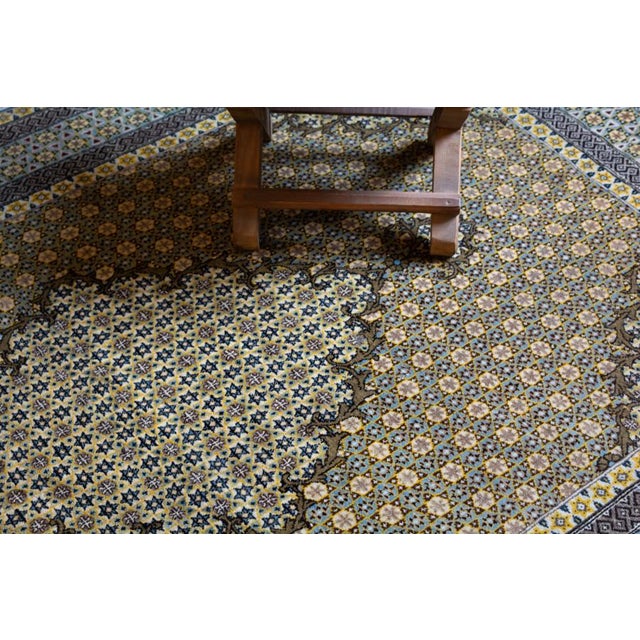 Vintage Medallion Floral Gold Beige Hand-Knotted Wool Rug - 4’7” X 6’10” For Sale - Image 4 of 10