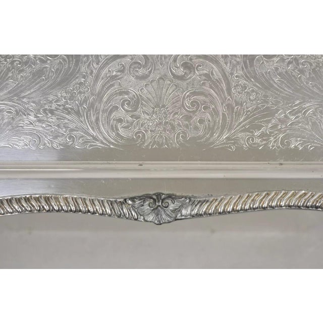 Silver Vintage Sheffield Victorian Ornate Silver Plated Serving Platter Tray For Sale - Image 8 of 12