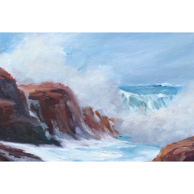American Waves Crashing on the Cliffs Seascape by Henry Cusimano For Sale - Image 3 of 5