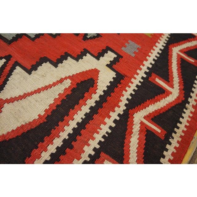 Tribal 1900s Red Geometric Antique Caucasian Kilim Rug 6'0" X 11'8" Knotted Wool Carpet For Sale - Image 3 of 12