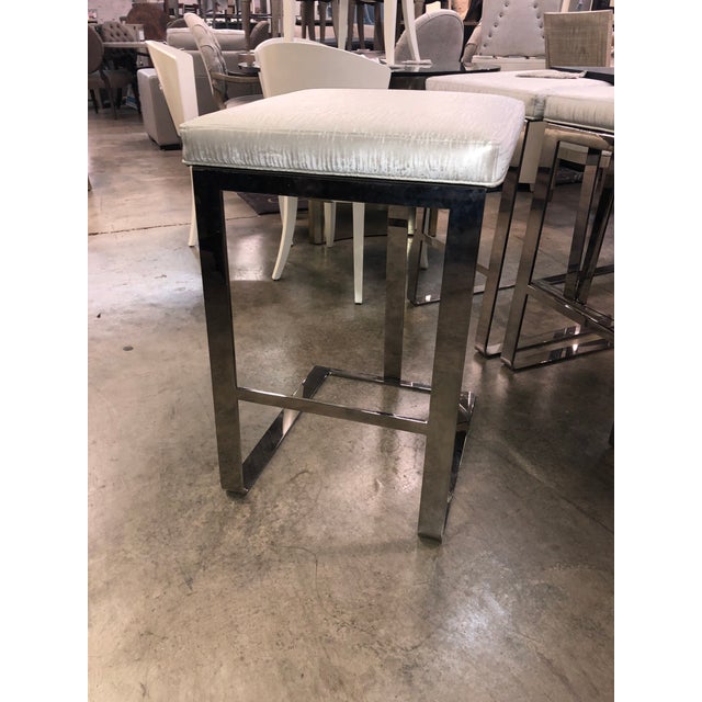 Metal Contemporary Century Furniture Stainless Steel Bar Stools - Set of 4 For Sale - Image 7 of 10