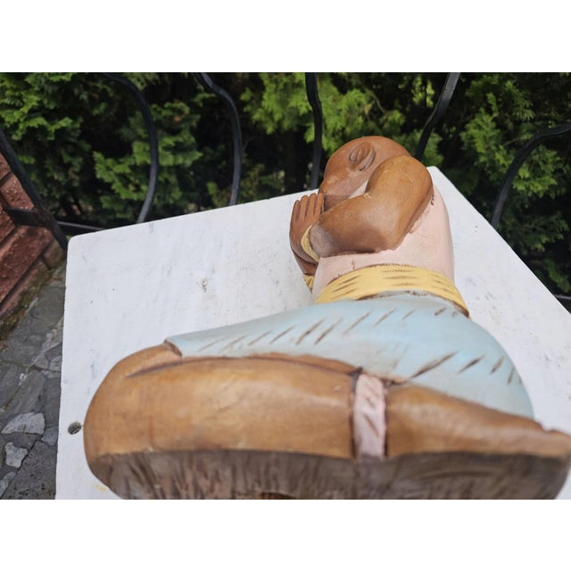 Buddha Figurine in Wood, 1950s For Sale - Image 3 of 8