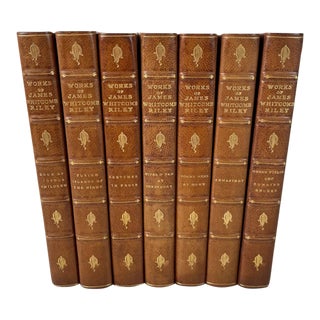 1913 Half Leather Bound: The Works of James Whitcomb Riley - Set of 7 For Sale