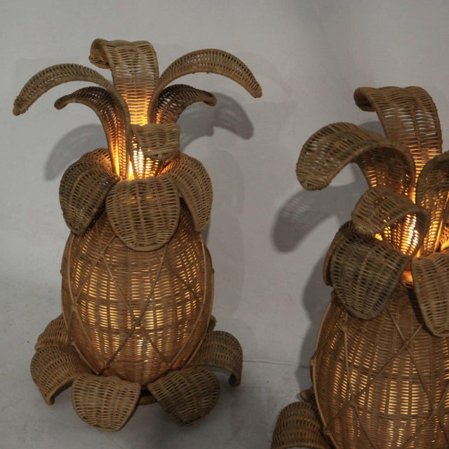 Vintage Wicker Pineapple Lamp For Sale - Image 13 of 16