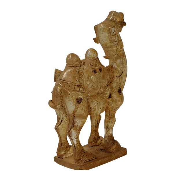 Chinese Clear Crystal Glass Vintage Dusty Finish Camel Figure For Sale - Image 4 of 7
