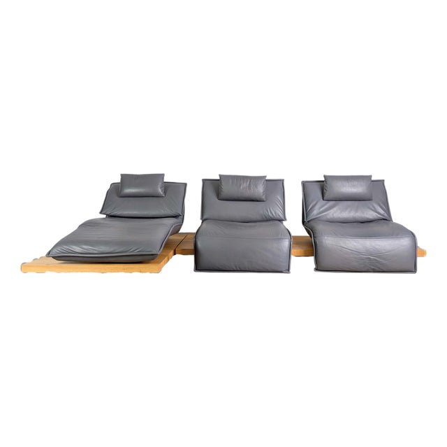 Free Motion Edit 2 Sofa in Leather and Oak from Koinor, Set of 2 For Sale