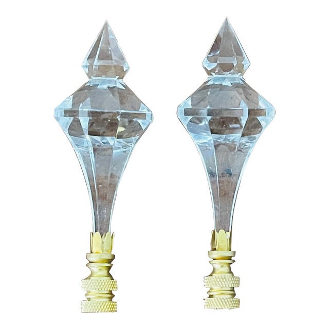 Vintage Lucite Lamp Finials Pair For Sale