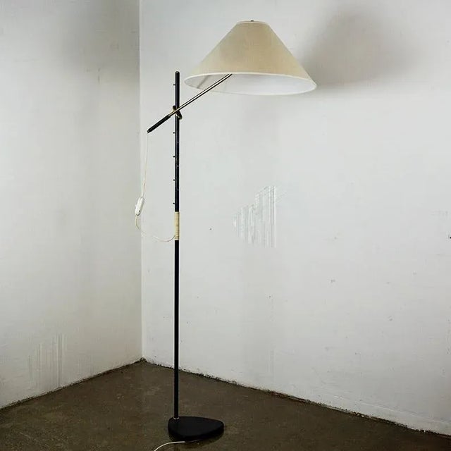 Beige Mid-Century Austrian Model 2097 Pelikan Floor Lamp in Brass by J.T. Kalmar, 1950s For Sale - Image 8 of 16