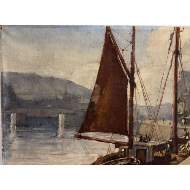 Jean Darignan, Fishing Boat, Oil Painting on Canvas For Sale - Image 10 of 13