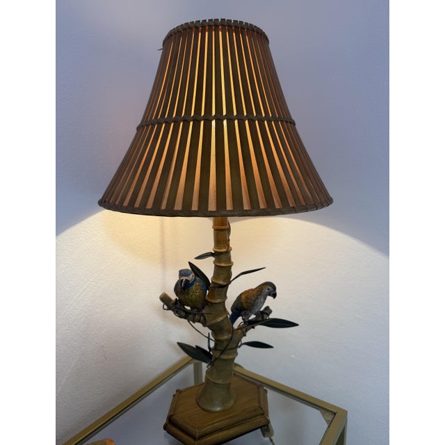 Wood Midcentury Modern Italian Faux Bamboo Table Lamp, 1950s For Sale - Image 7 of 11