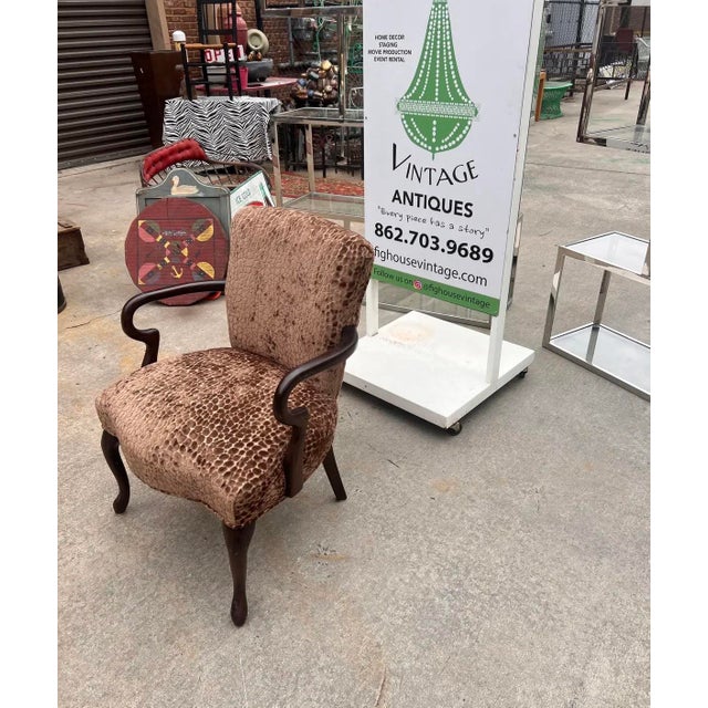Vintage Leopard Print Cushioned Wooden Chair For Sale - Image 4 of 10