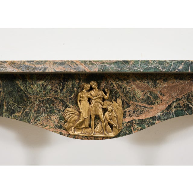French Napoleon Empire Style Marble Bronzed Wall Console Table For Sale - Image 10 of 16